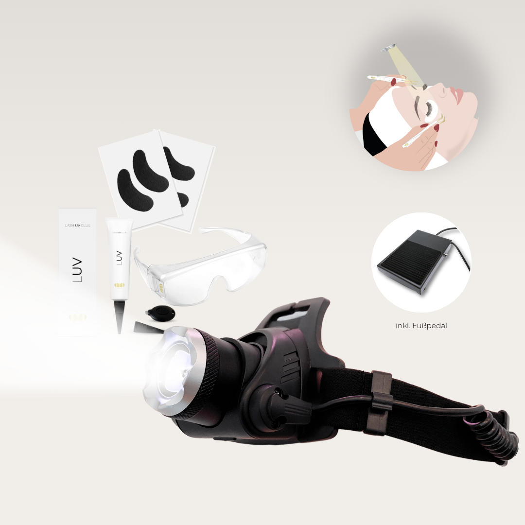 UV LED Kopflampe mit weißem UV Licht | Set