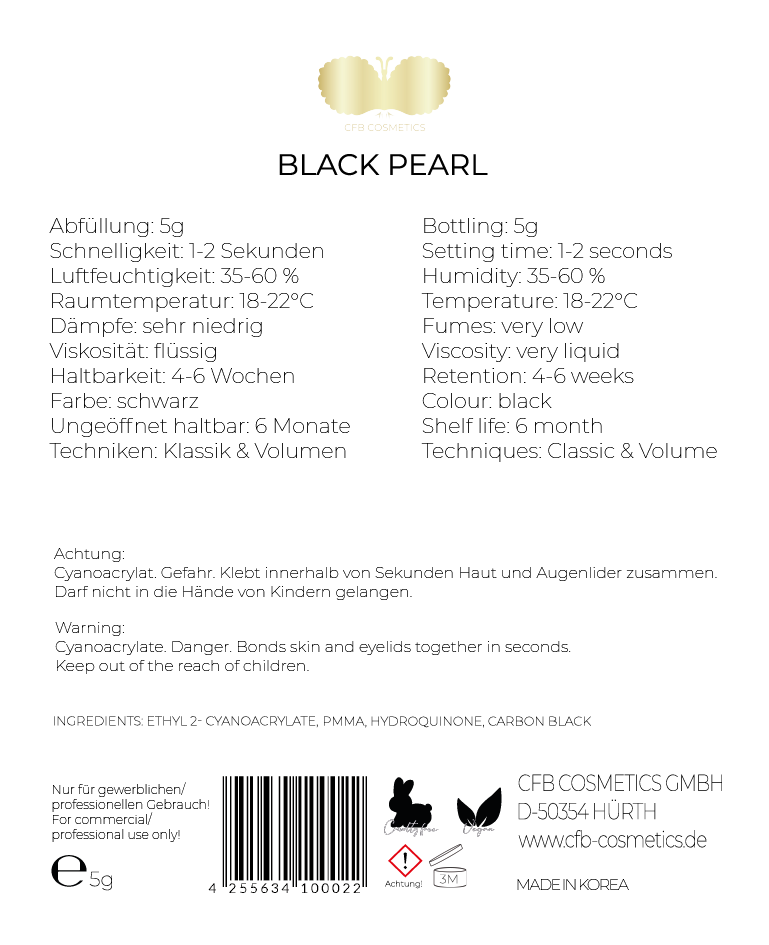 Wimpernkleber | BLACK PEARL | schwarz | 1 - 2 Sek Wimpernkleber | BLACK PEARL | schwarz | 1 - 2 Sek