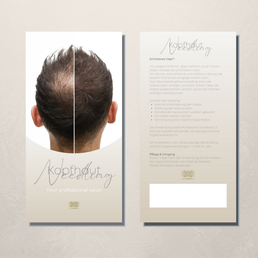 Flyer | Pflegehinweise | Kopfhaut Needling | 50 Stück Flyer | Pflegehinweise | Kopfhaut Needling | 50 Stück