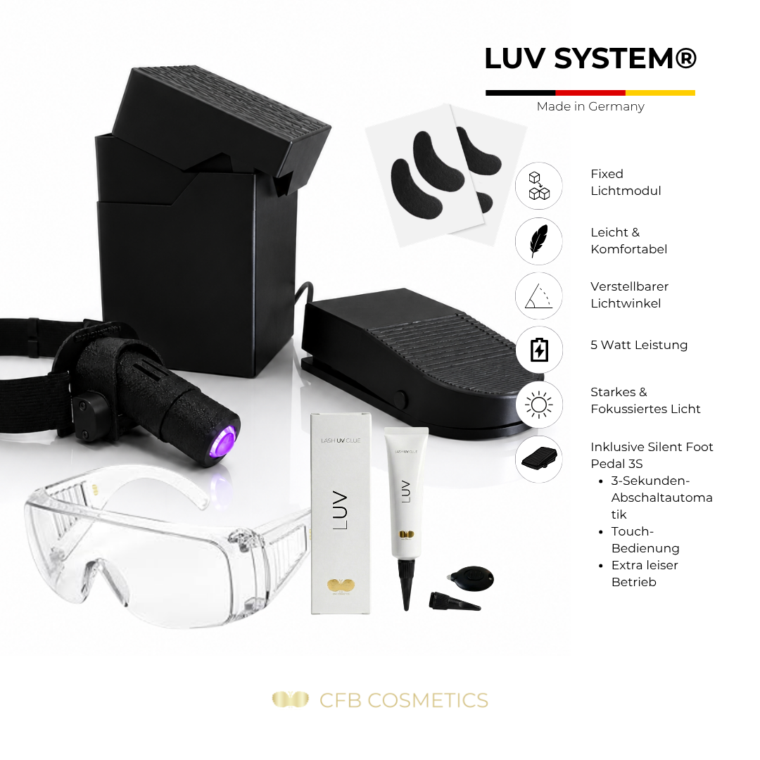 LUV System® Kopflampe Set Fixed UV LED Violett Licht – Made in Germany
