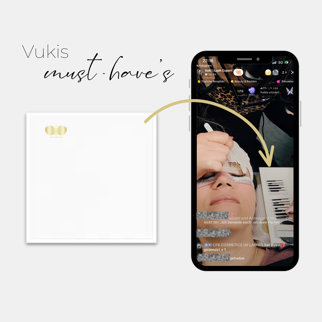 VUKI | Wimpernunterlage inkl. Silikontray | Keramik | 20x20cm | 5er Set