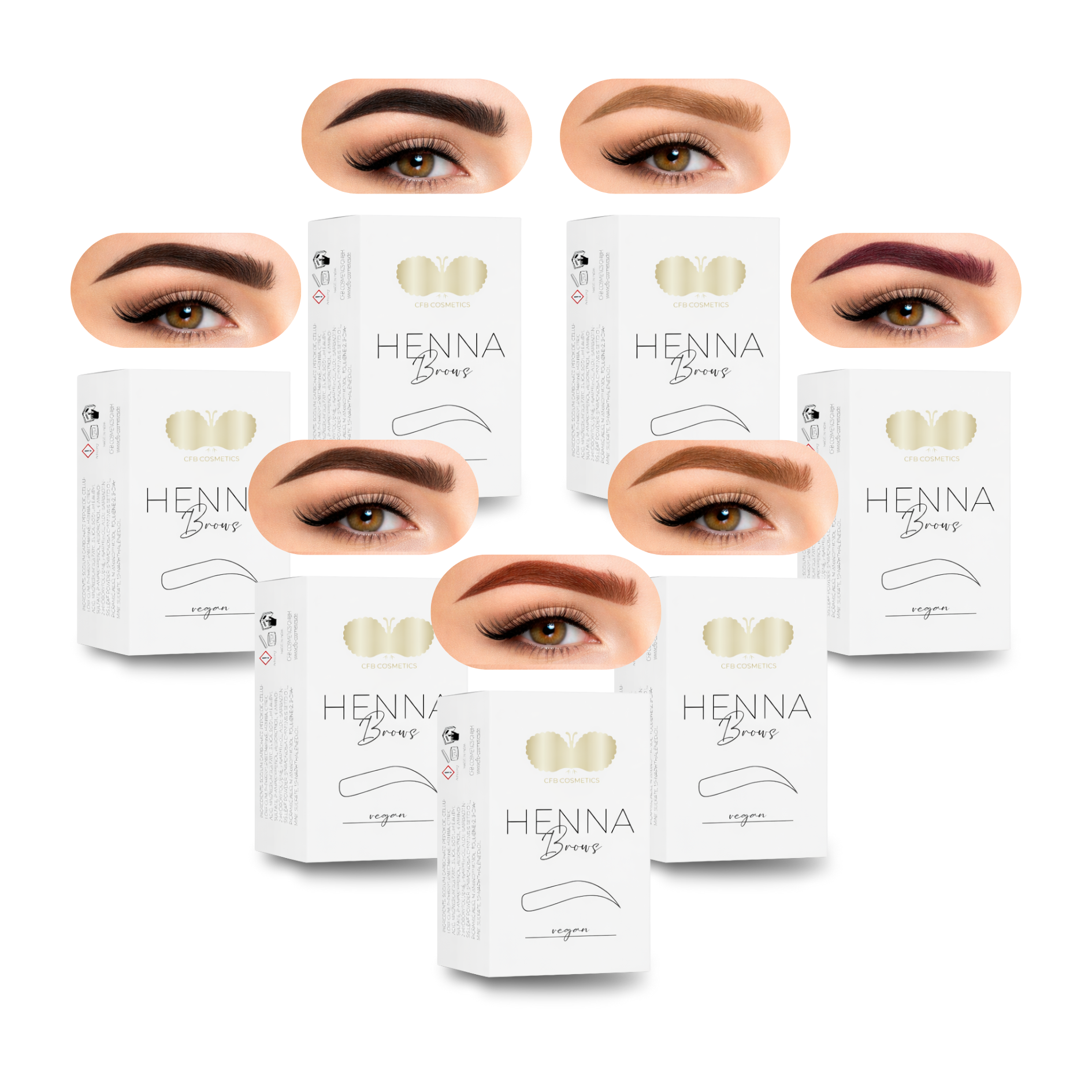 Henna Brows Farbset | 7 Farbtöne | BrowCom® | CFB Cosmetics®