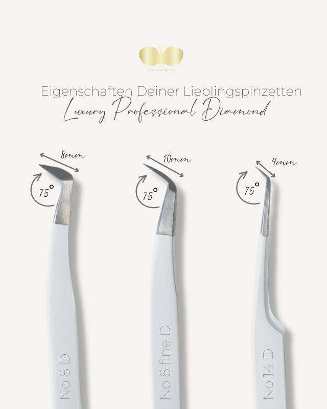 Luxury Diamant Pinzette No 8 Fine Wimpernverlängerung Volumentechnik CFB Cosmetics®