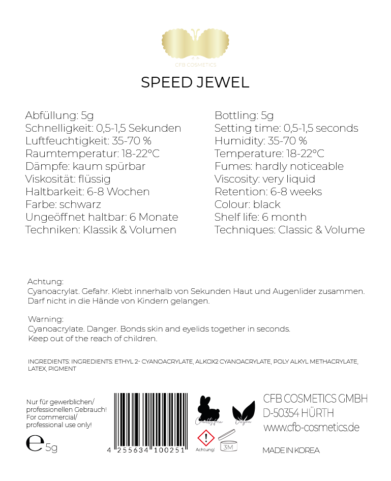 Wimpernkleber | SPEED JEWEL | schwarz | 0,5 - 1,5 Sek Wimpernkleber | SPEED JEWEL | schwarz | 0,5 - 1,5 Sek
