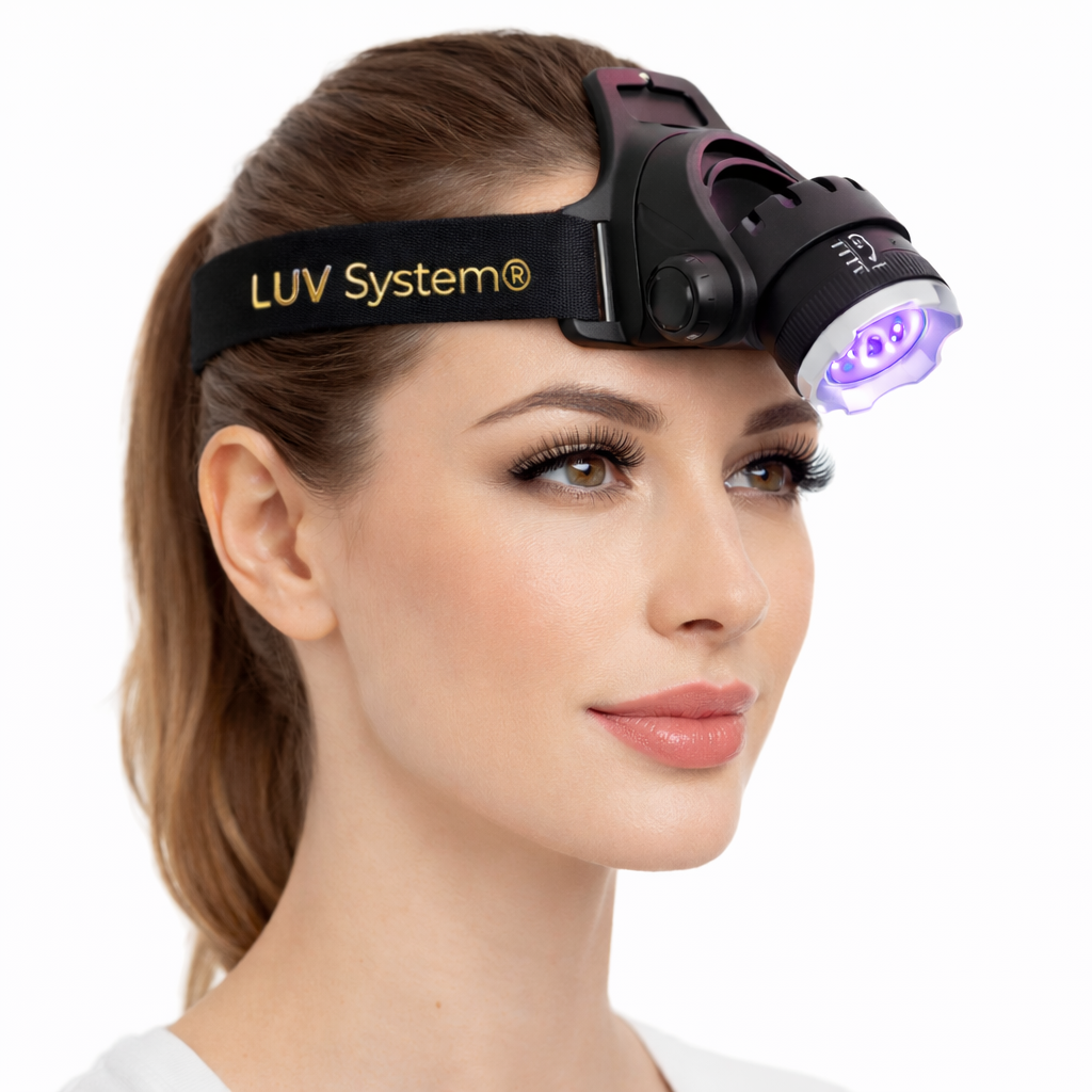 UV Wimpernverlängerung Set | Kopflampe | mit violettem UV LED Licht | BESTSELLER