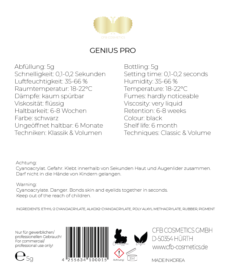 Wimpernkleber | GENIUS PRO | schwarz | 0,1 - 0,2 Sek Wimpernkleber | GENIUS PRO | schwarz | 0,1 - 0,2 Sek