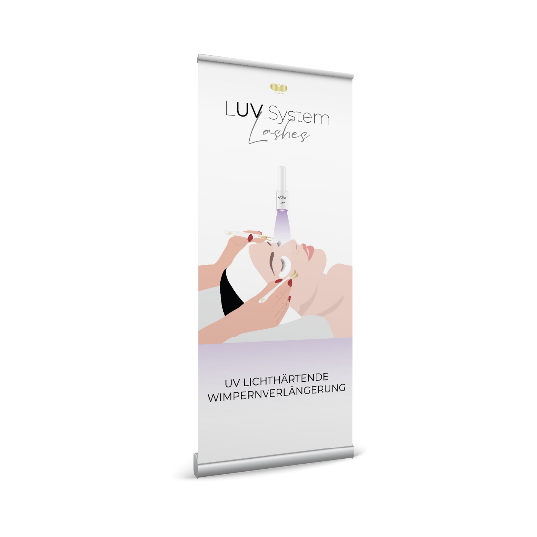 Roll up Banner UV Wimpernverlängerung LUV System 85 x 200 cm CFB Cosmetics®