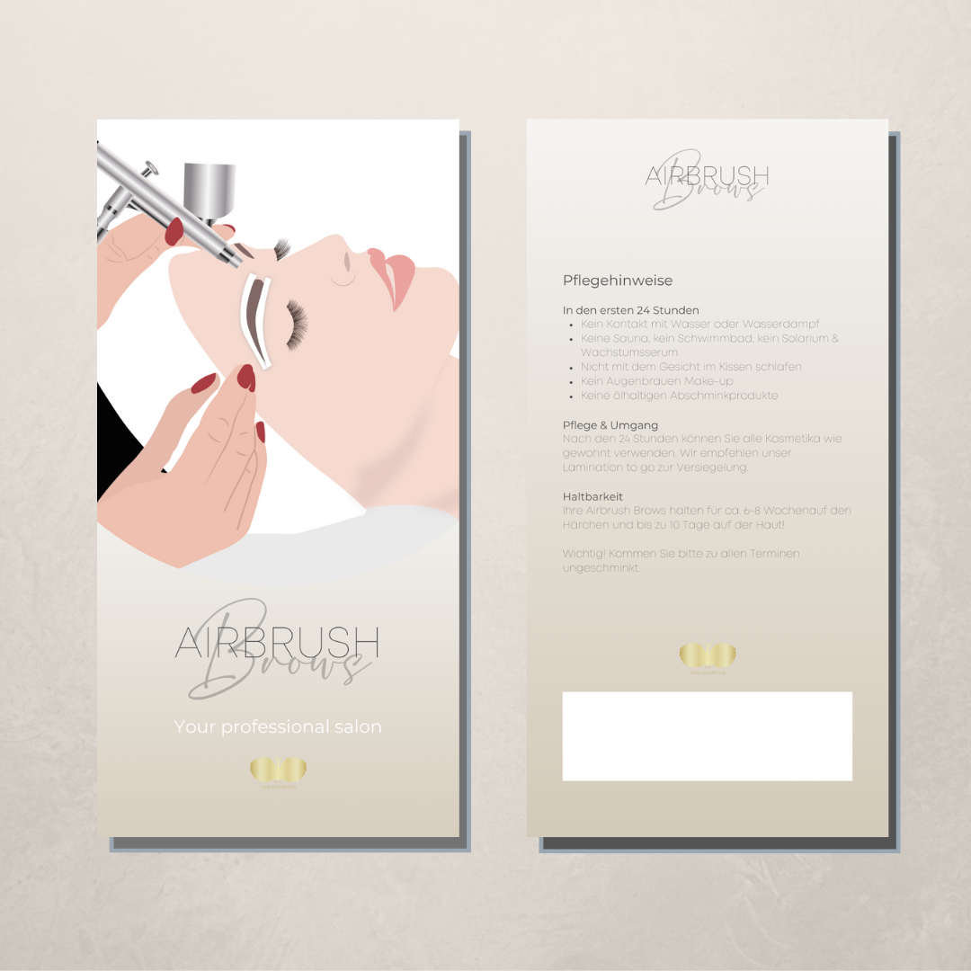 Flyer | Pflegehinweise | Airbrush Brows | 50 Stück