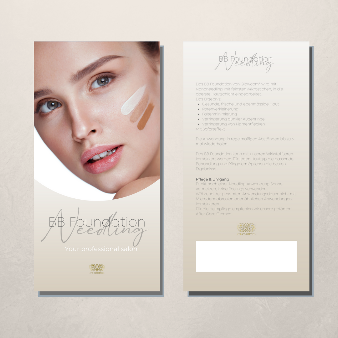 Flyer | Pflegehinweise | BB Foundation Needling | 50 Stück Flyer | Pflegehinweise | BB Foundation Needling | 50 Stück