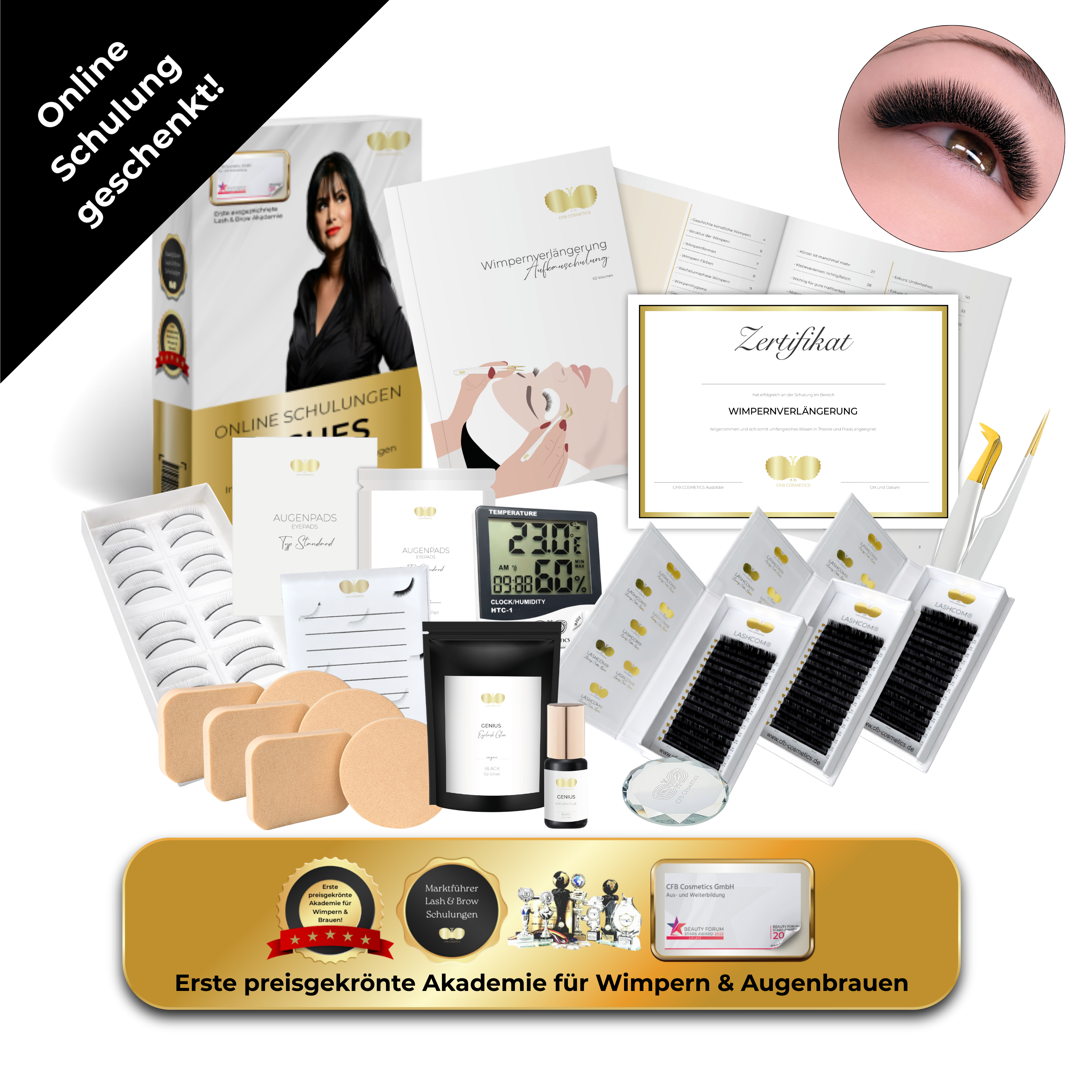 Mega Volumen Wimpernverlängerung Basic Set – inkl. gratis Online-Aufbau-Schulung