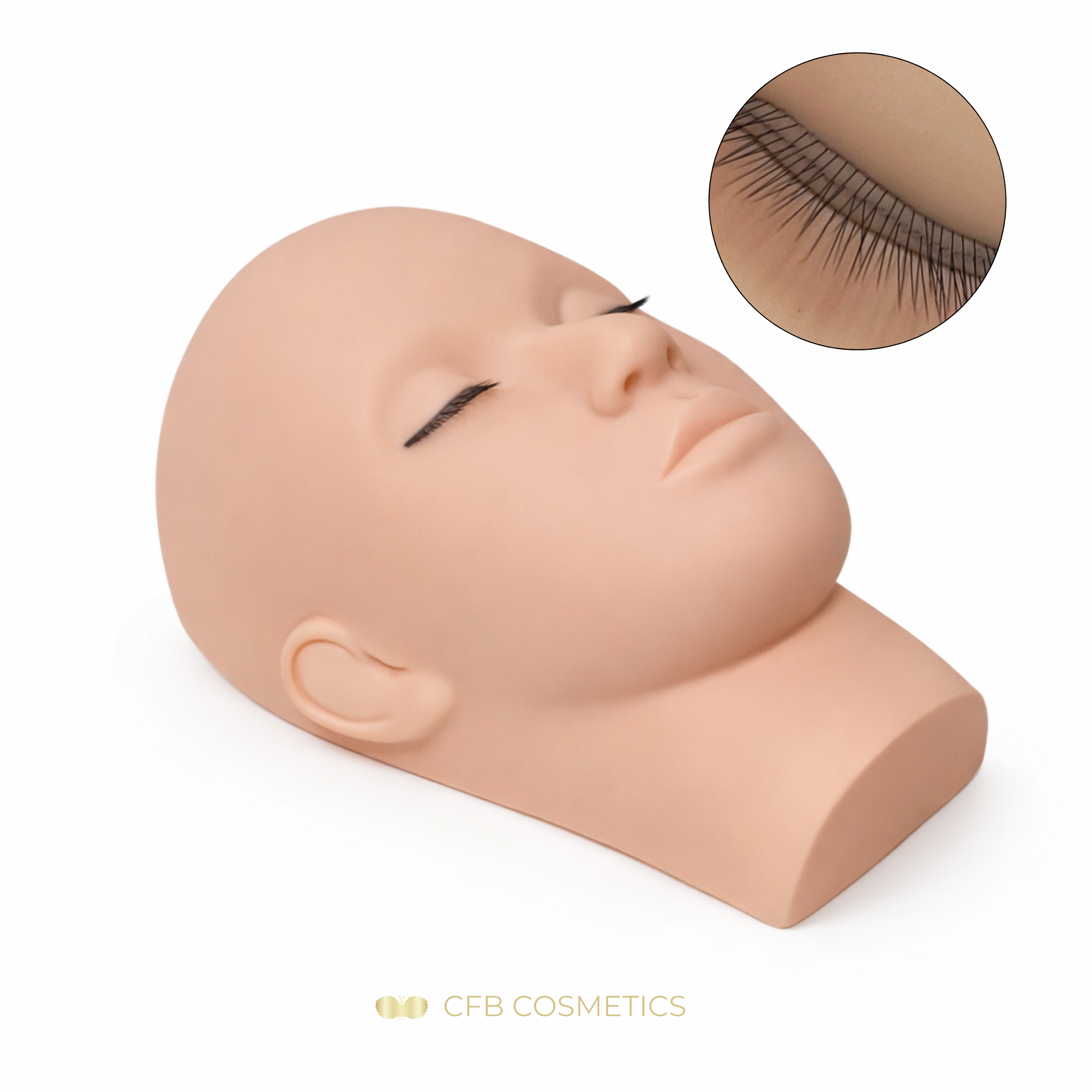 Übungskopf | 3-reihige Naturwimpern | Wimpernverlängerung | CFB Cosmetics®