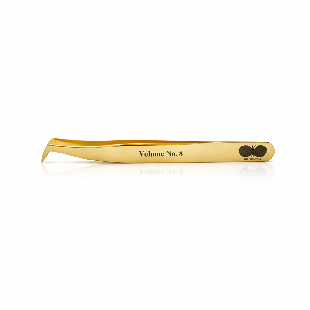 Gold Professional Pinzette No. 8 75 Grad 6 mm L Form Volumen und Einzeltechnik CFB Cosmetics®