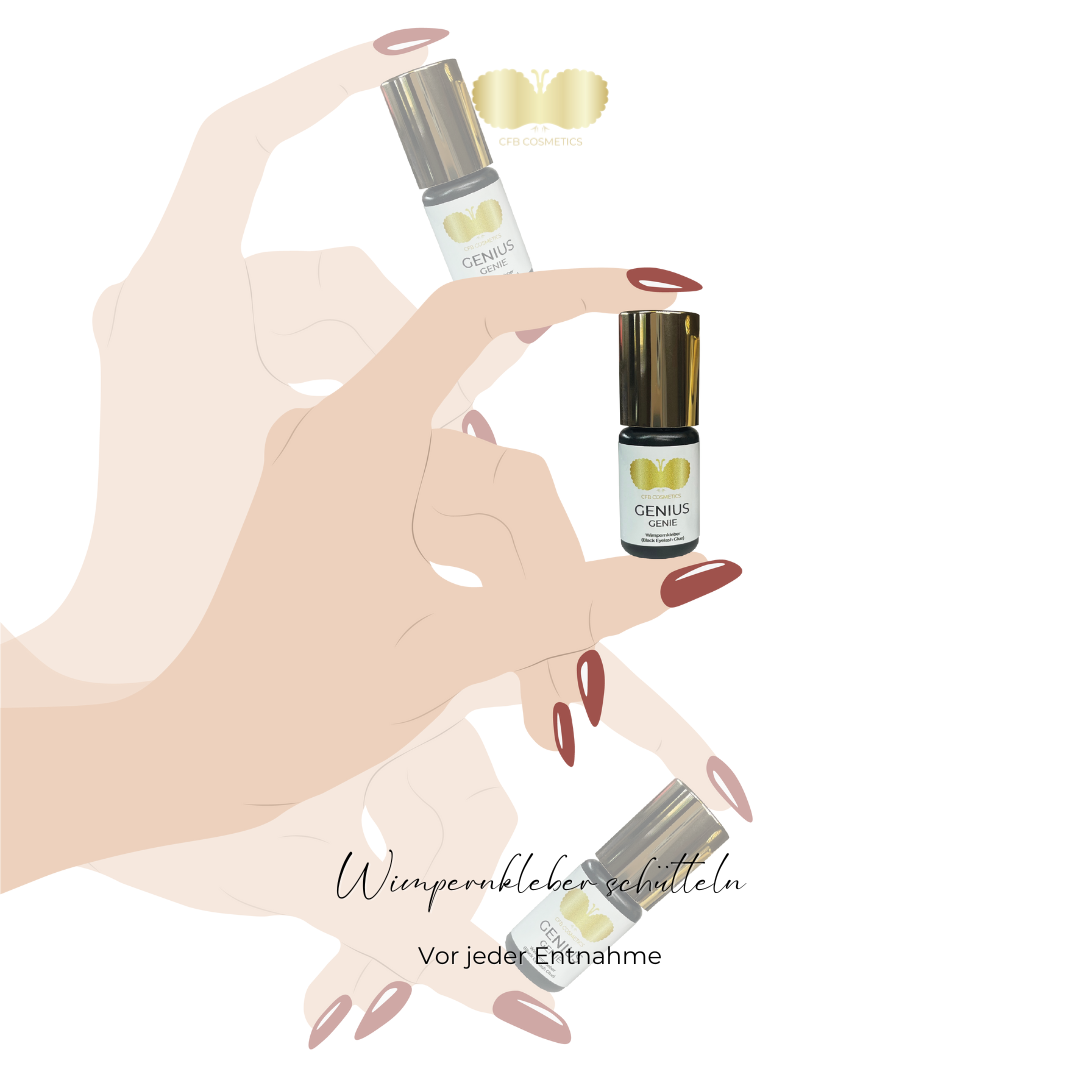 Anwendung-Wimpernkleber_schu-tteln Wimpernkleber | GENIUS PRO | schwarz | 0,1 - 0,2 Sek