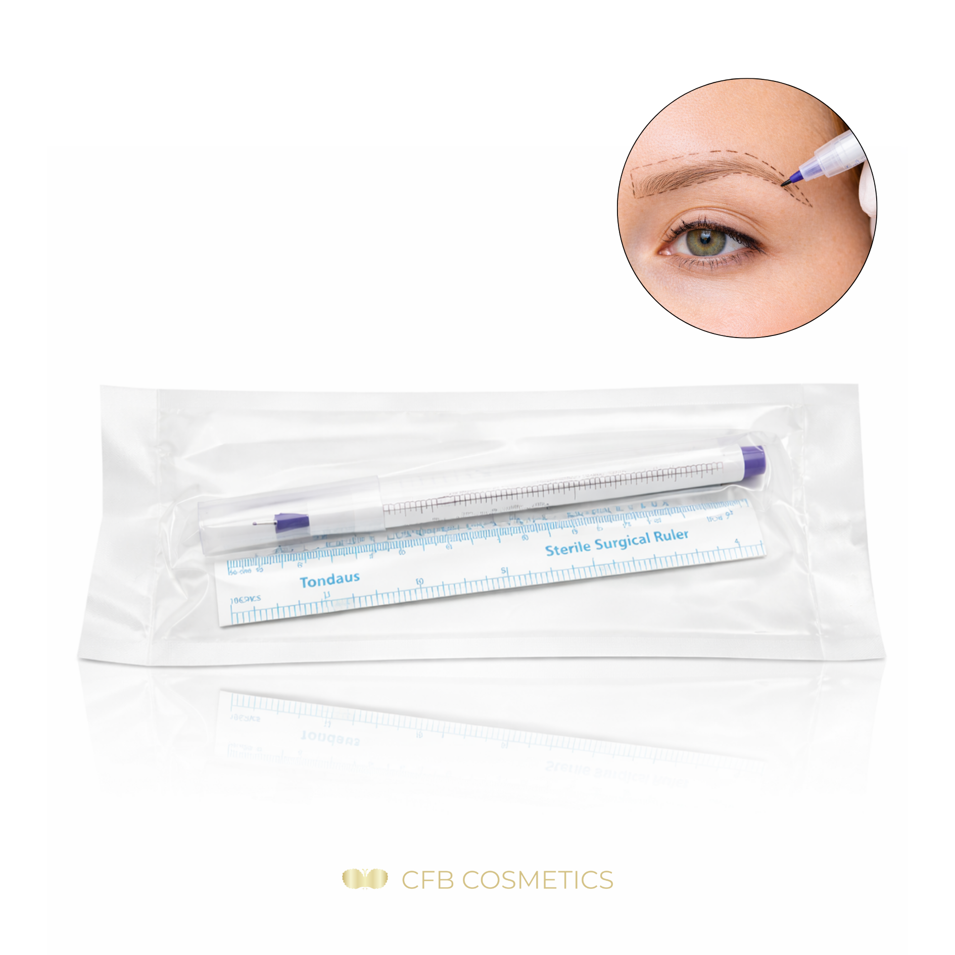 Markierset Stift und Lineal | wasserfest | für Microblading und PMU | CFB Cosmetics®