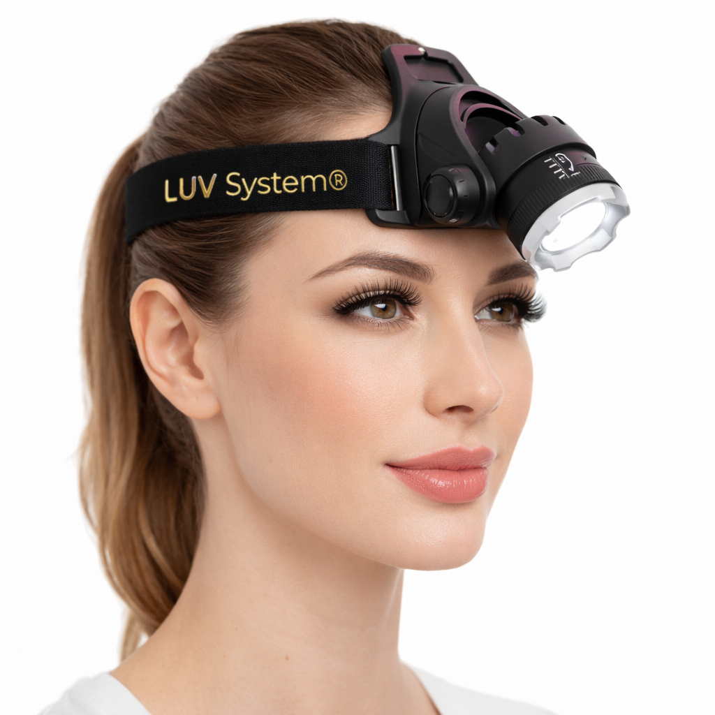 UV Wimpernverlängerung Set | Kopflampe | mit weißem UV LED Licht | LUV System®